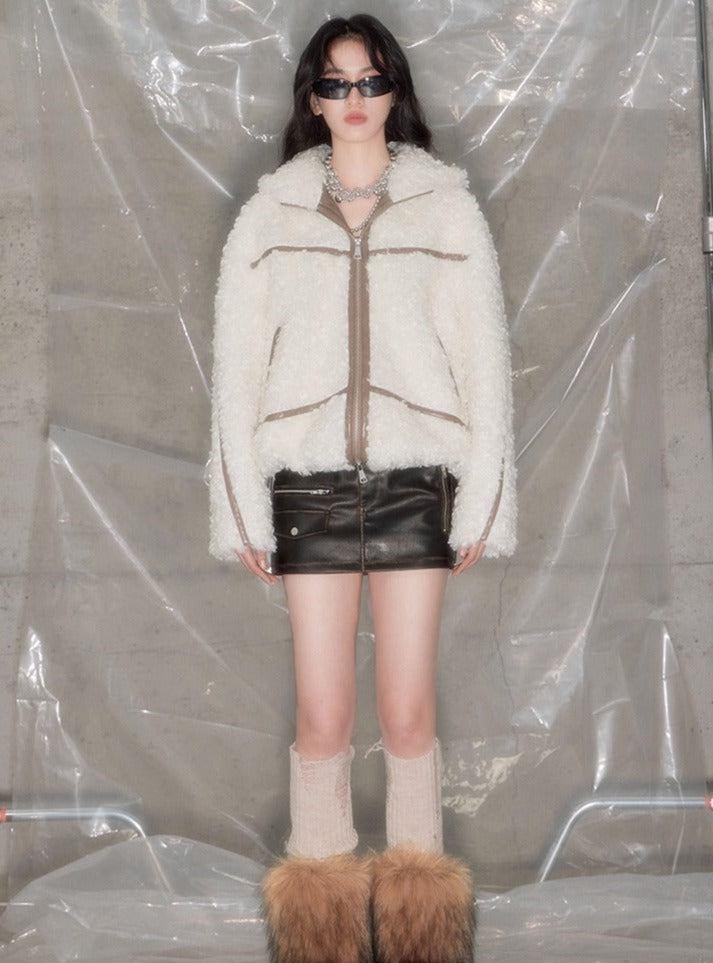 Rabbit Ear Antelope Roll Fur Jacket