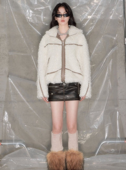 Rabbit Ear Antelope Roll Fur Jacket