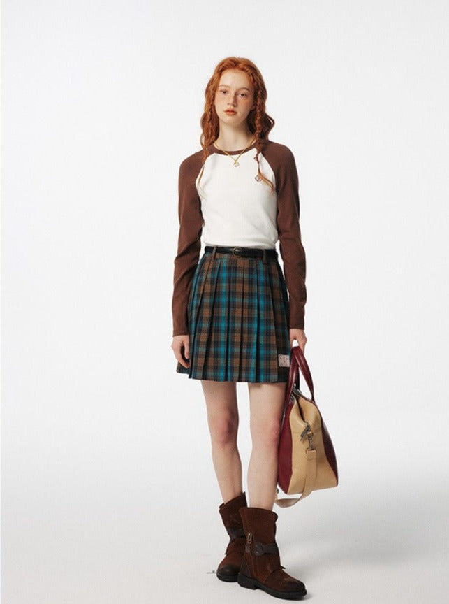 American preppy pleated skirt sets