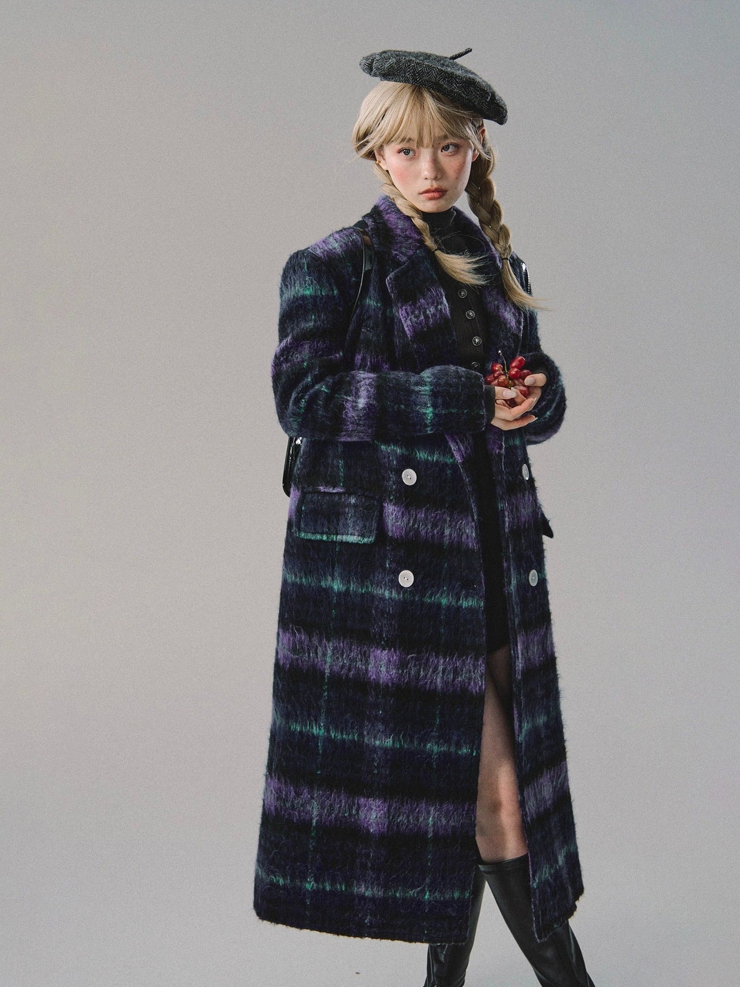 Violett Long Cropped Woll Coat Jacke