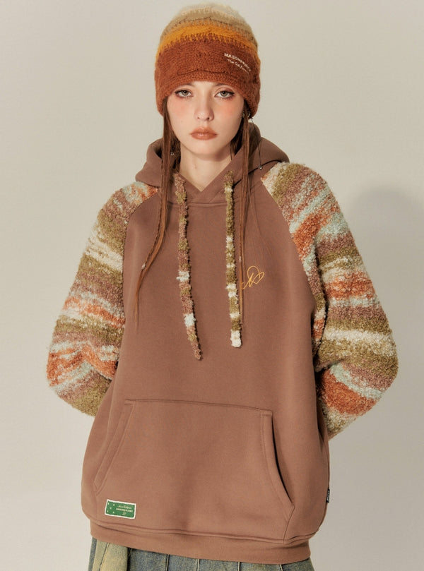 Vintage Hooded Couple Loose Stitched Sweatshirt
