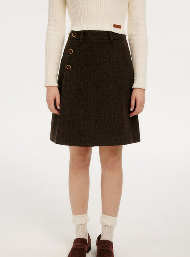 AMERICAN RETRO WOOLEN ONE-PIECE A-LINE SUIT SKIRT