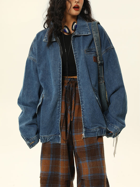 American street letter print denim jacket