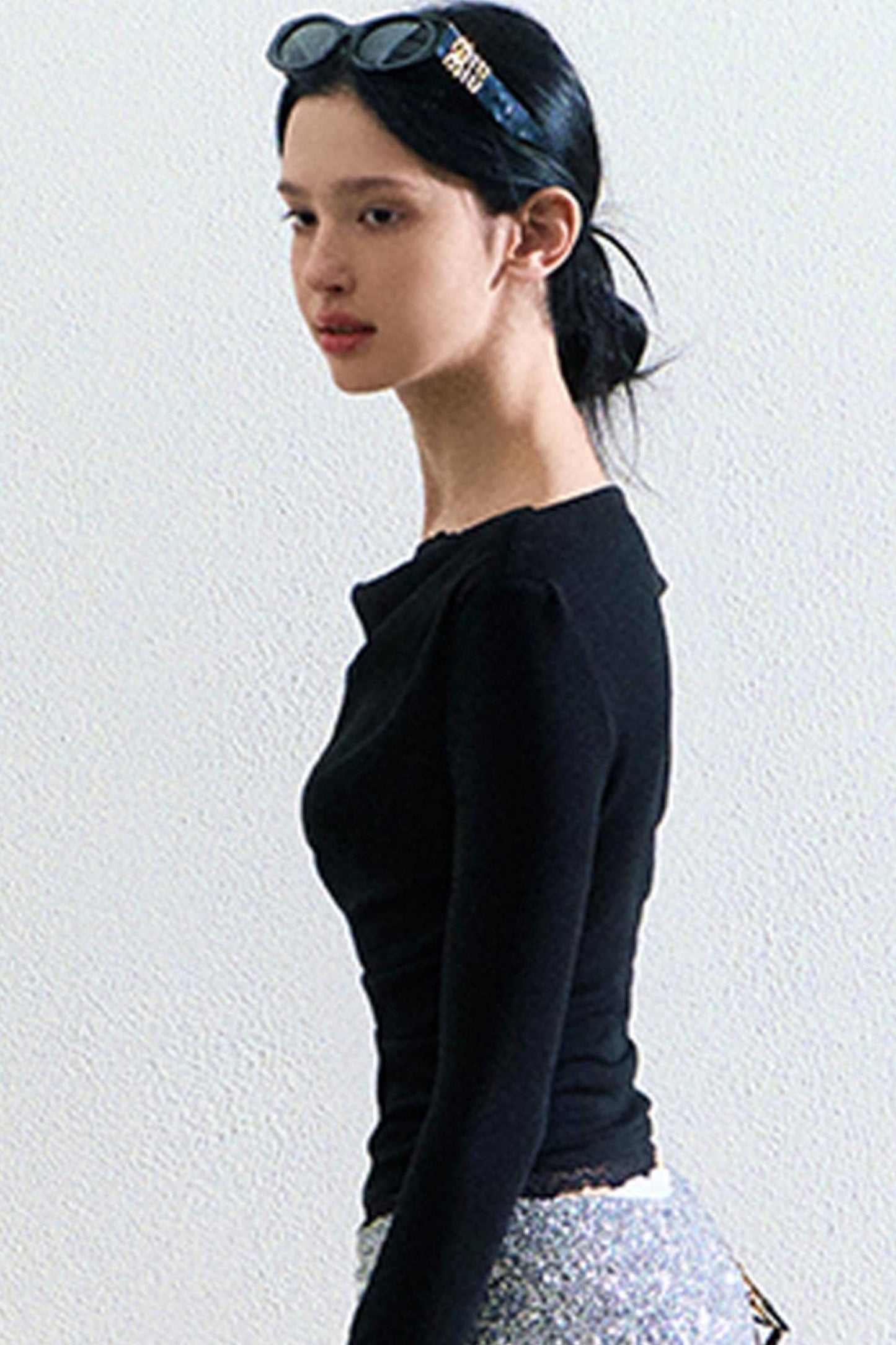 Cut-Out Lace Slimming Knit Top