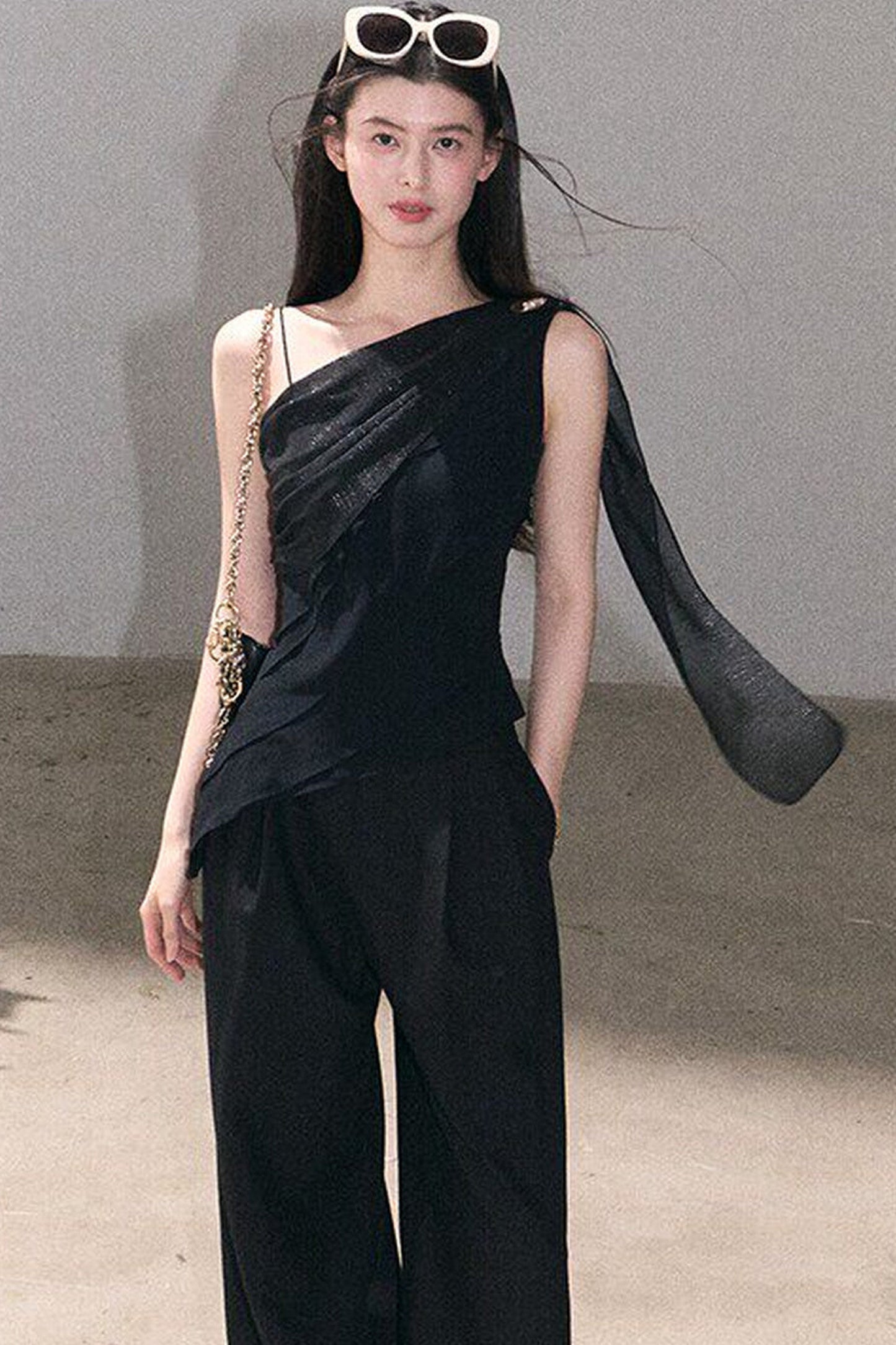 Asymmetrical Shoulder-Cut Tank Top
