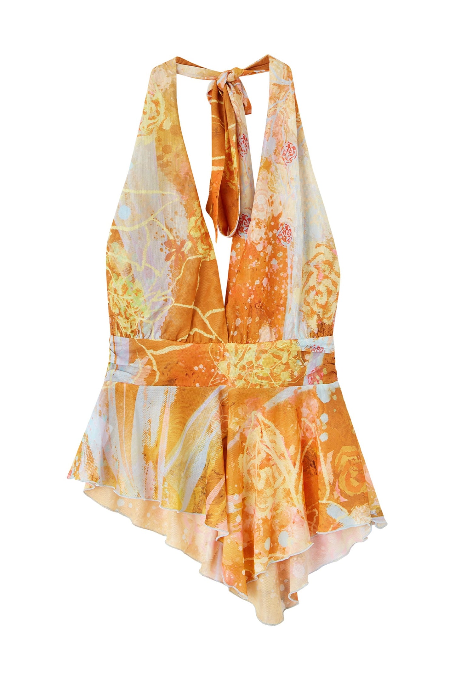Halter Neck V-Neck Ruffle Camisole