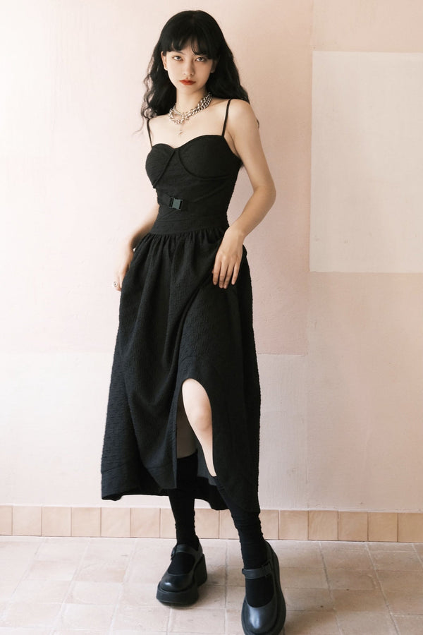 Elegant Jacquard Strap Dress