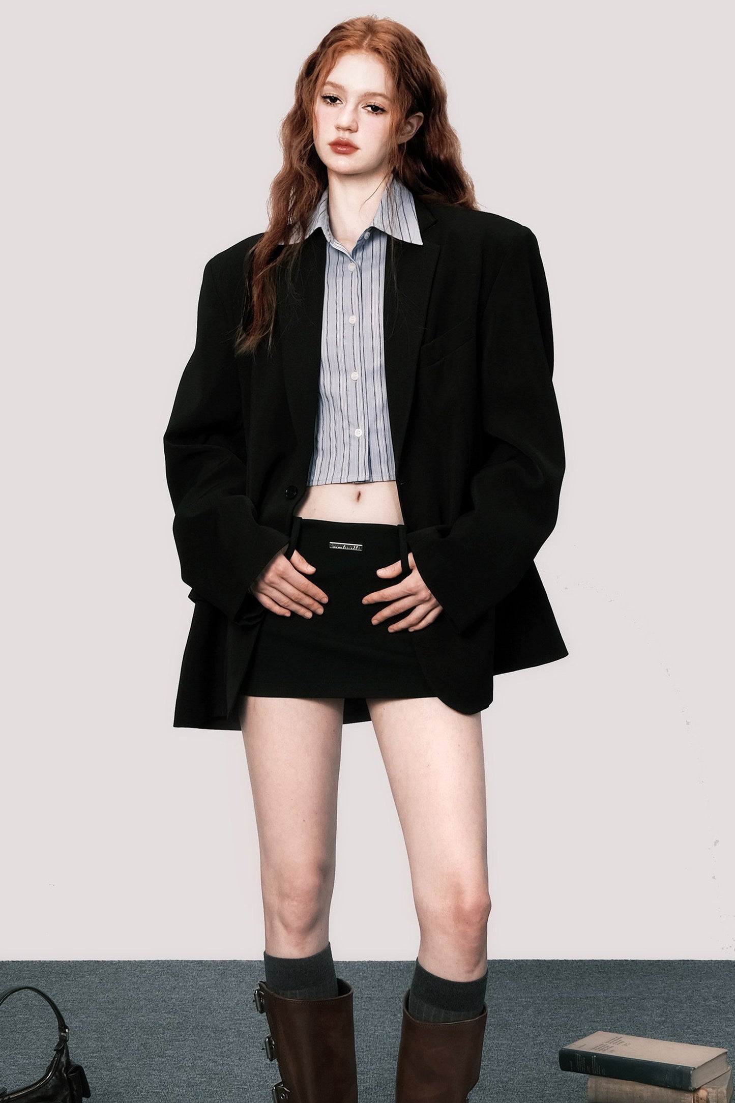 Loose Fit Striped Long-Sleeved Shirt