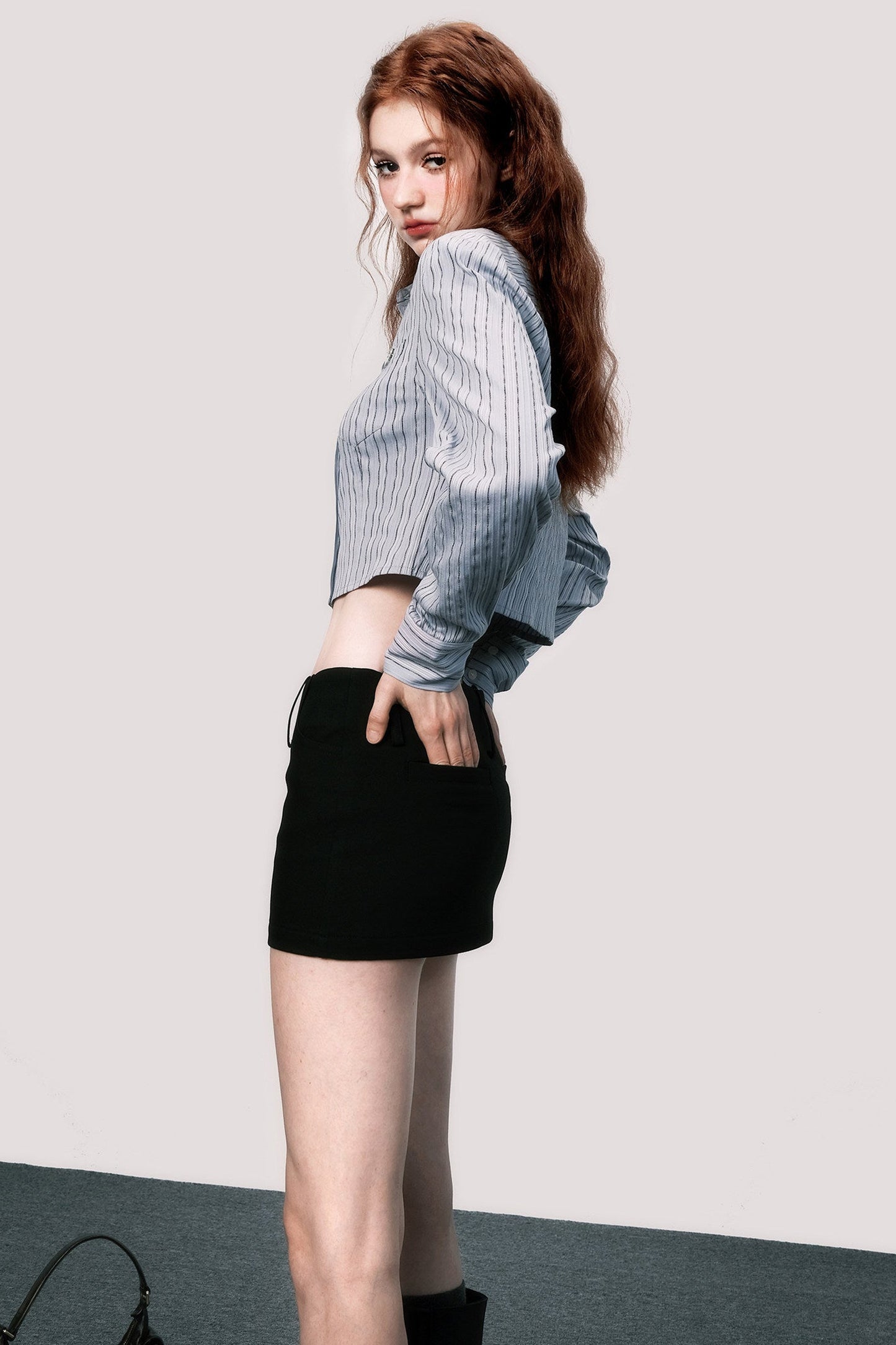 Loose Fit Striped Long-Sleeved Shirt