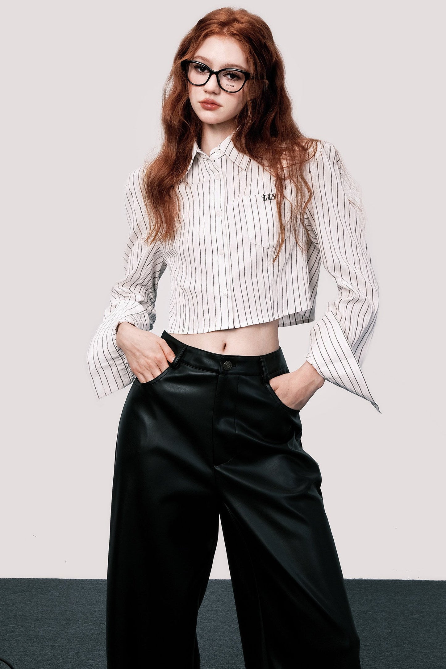 Loose Fit Striped Long-Sleeved Shirt