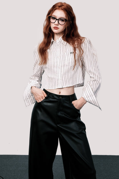 Loose Fit Striped Long-Sleeved Shirt