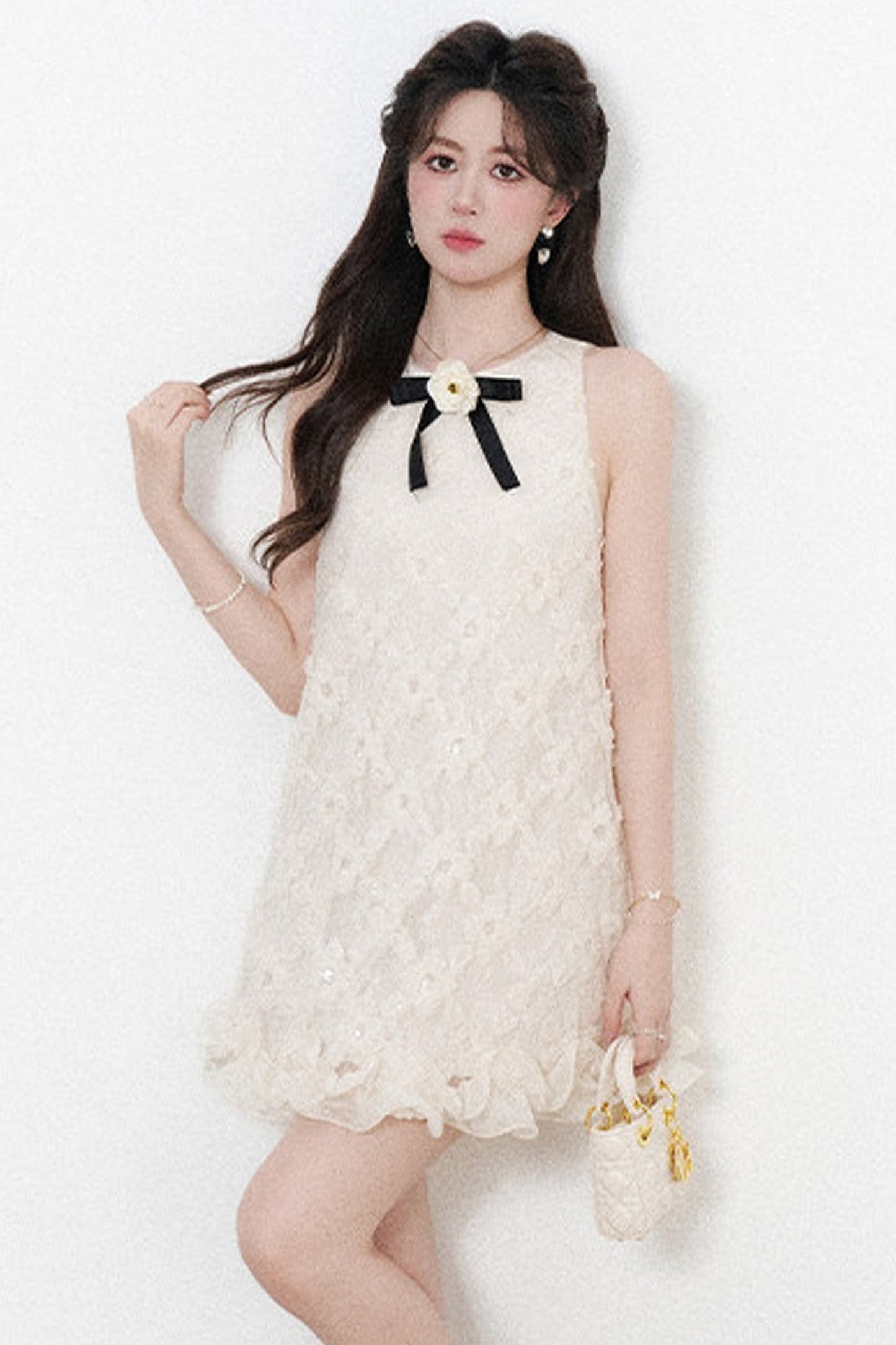 Apricot Neckholder-Kleid