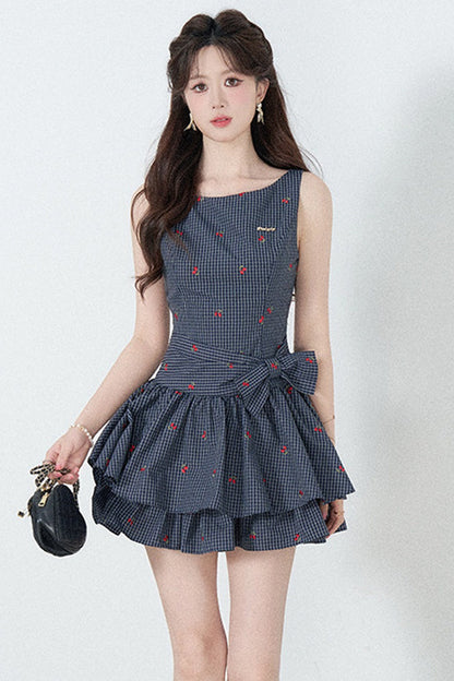 Elegant Plaid Vest Dress