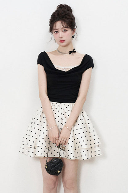 French Polka Dot A-Line Dress