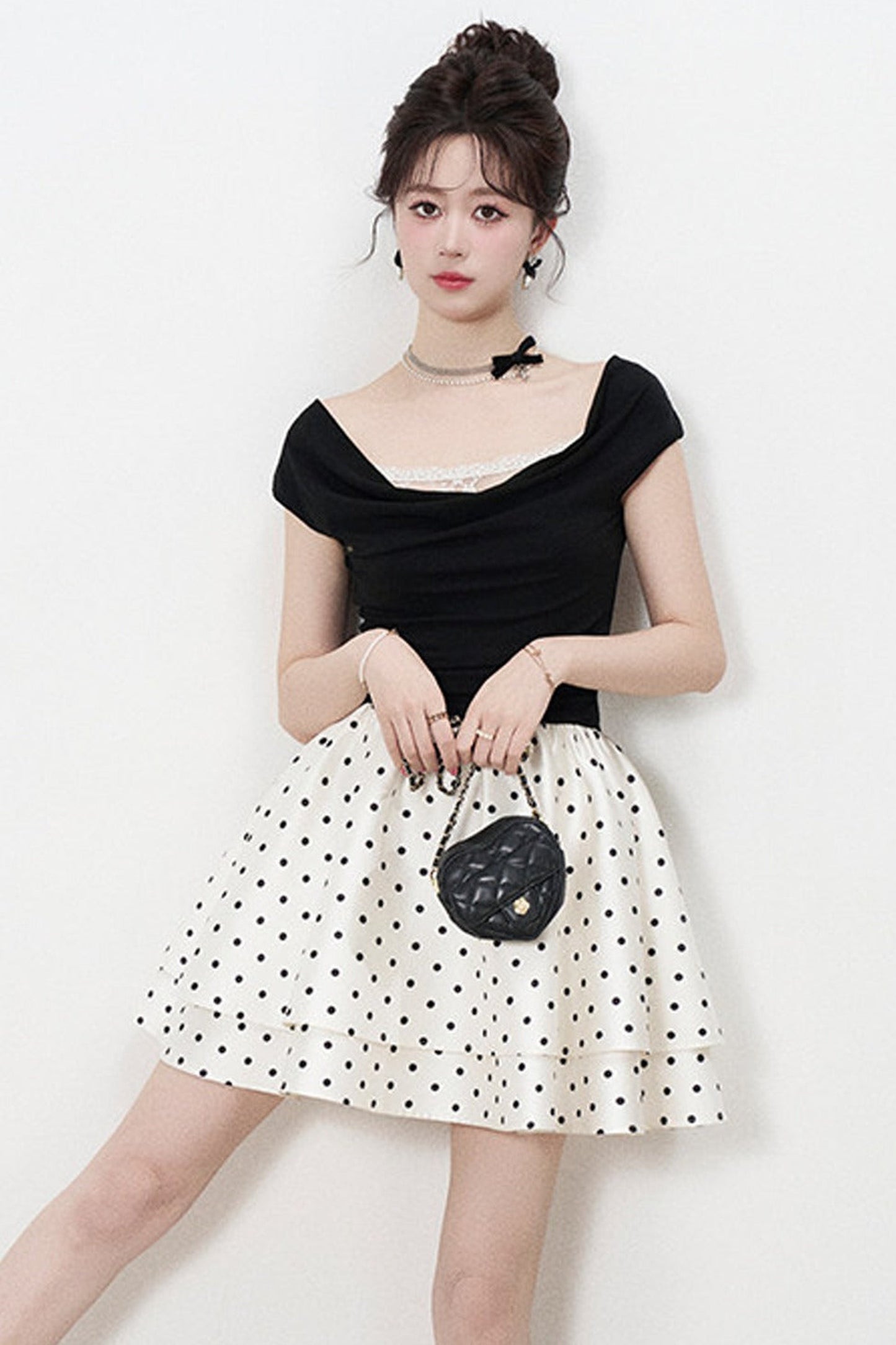 French Polka Dot A-Line Dress