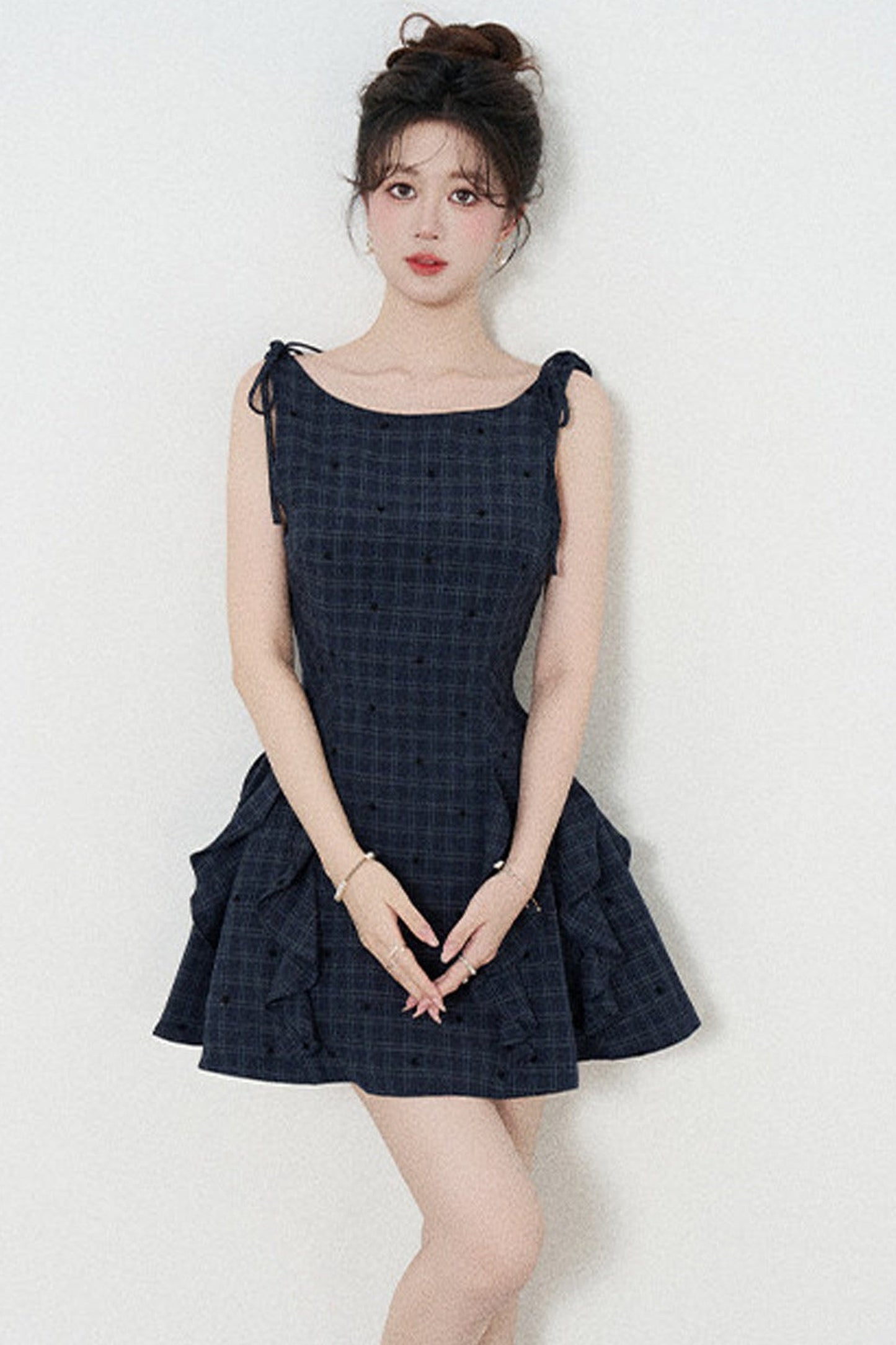 Plaid Ruffle Sleeveless Dress