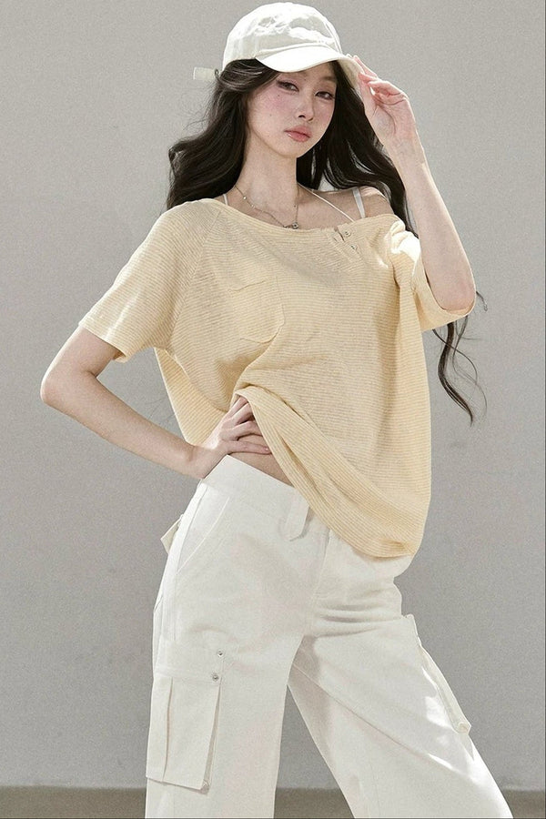 Fine Striped Double-Layered Top