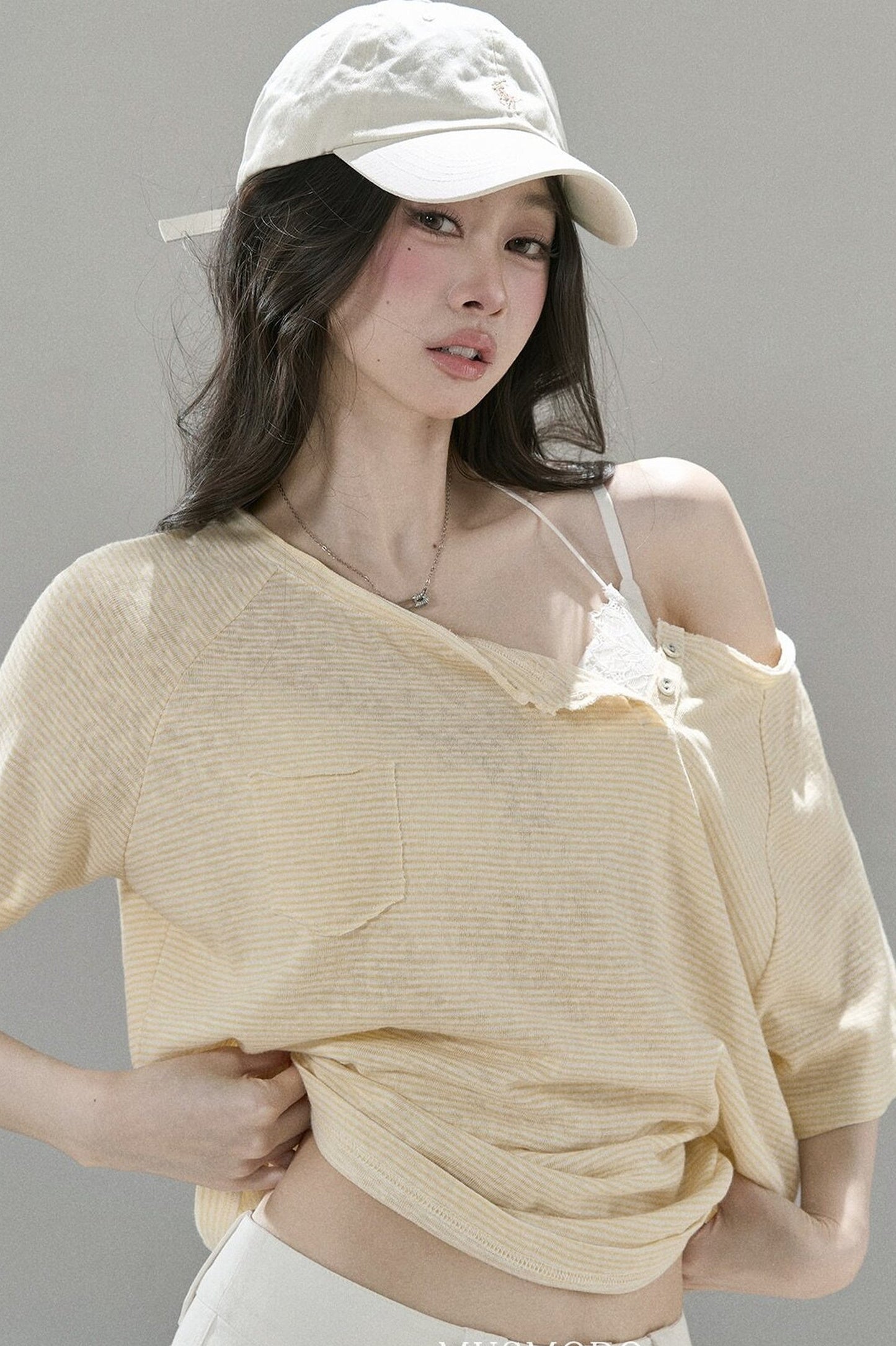 Fine Striped Double-Layered Top