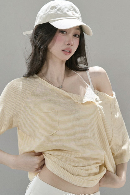 Fine Striped Double-Layered Top