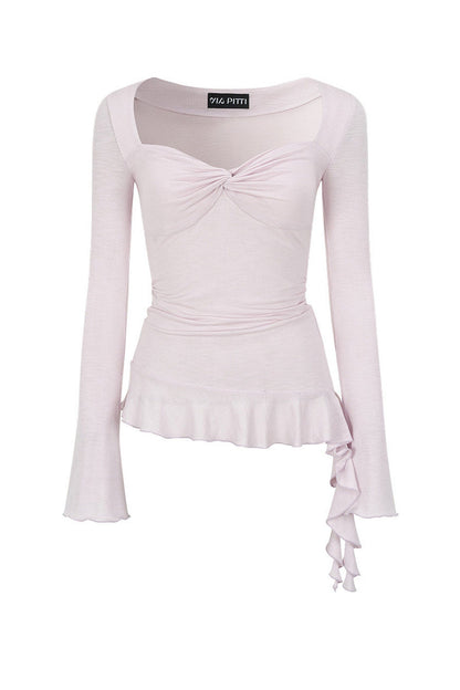 Twist Ruffle Pleated Blouse