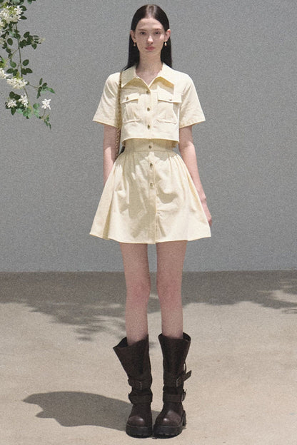 Pure Cotton Short-Sleeve Workwear Shirt Dress