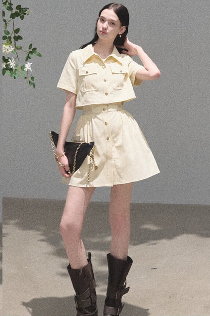 Pure Cotton Short-Sleeve Workwear Shirt Dress