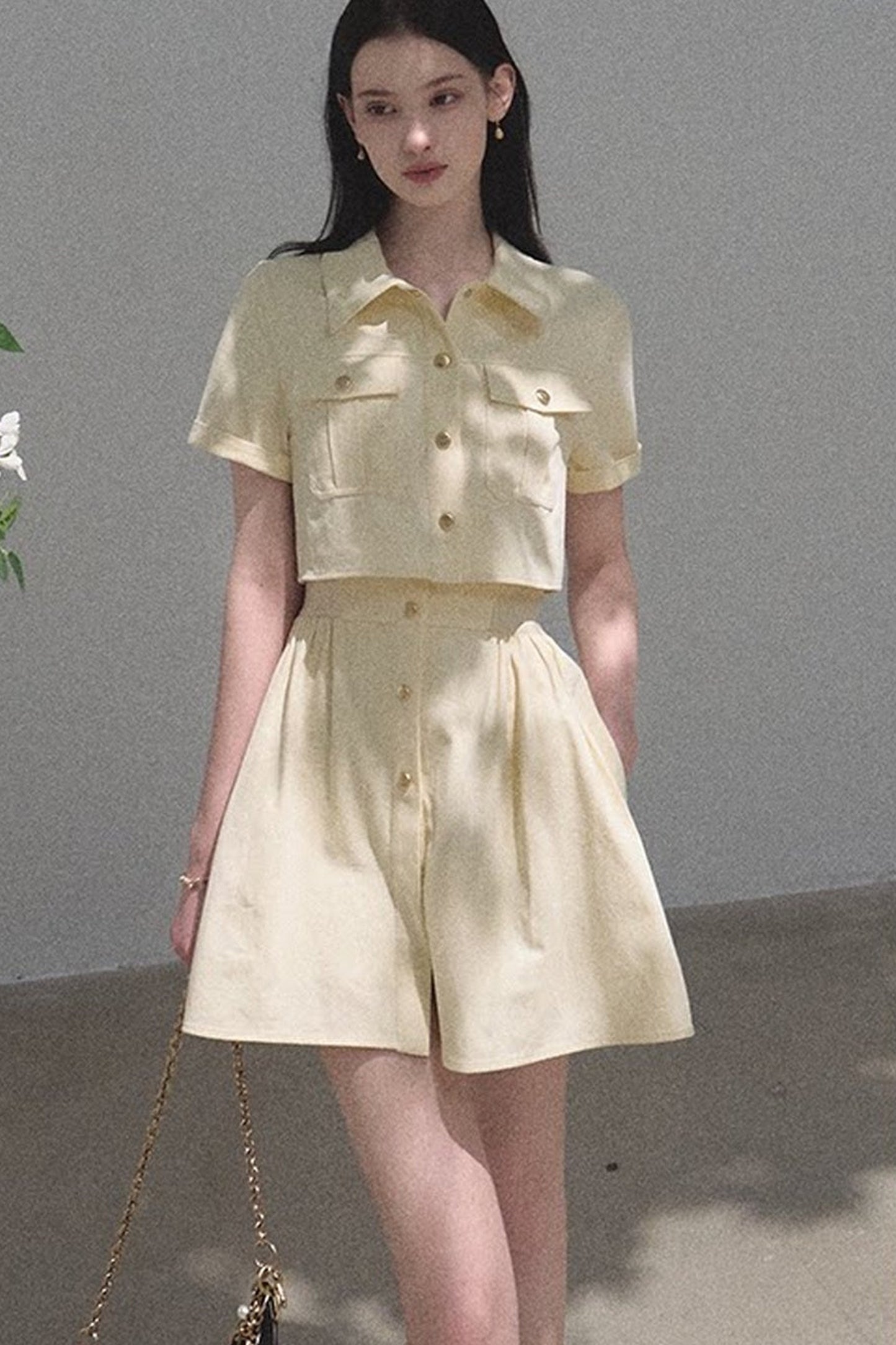 Pure Cotton Short-Sleeve Workwear Shirt Dress