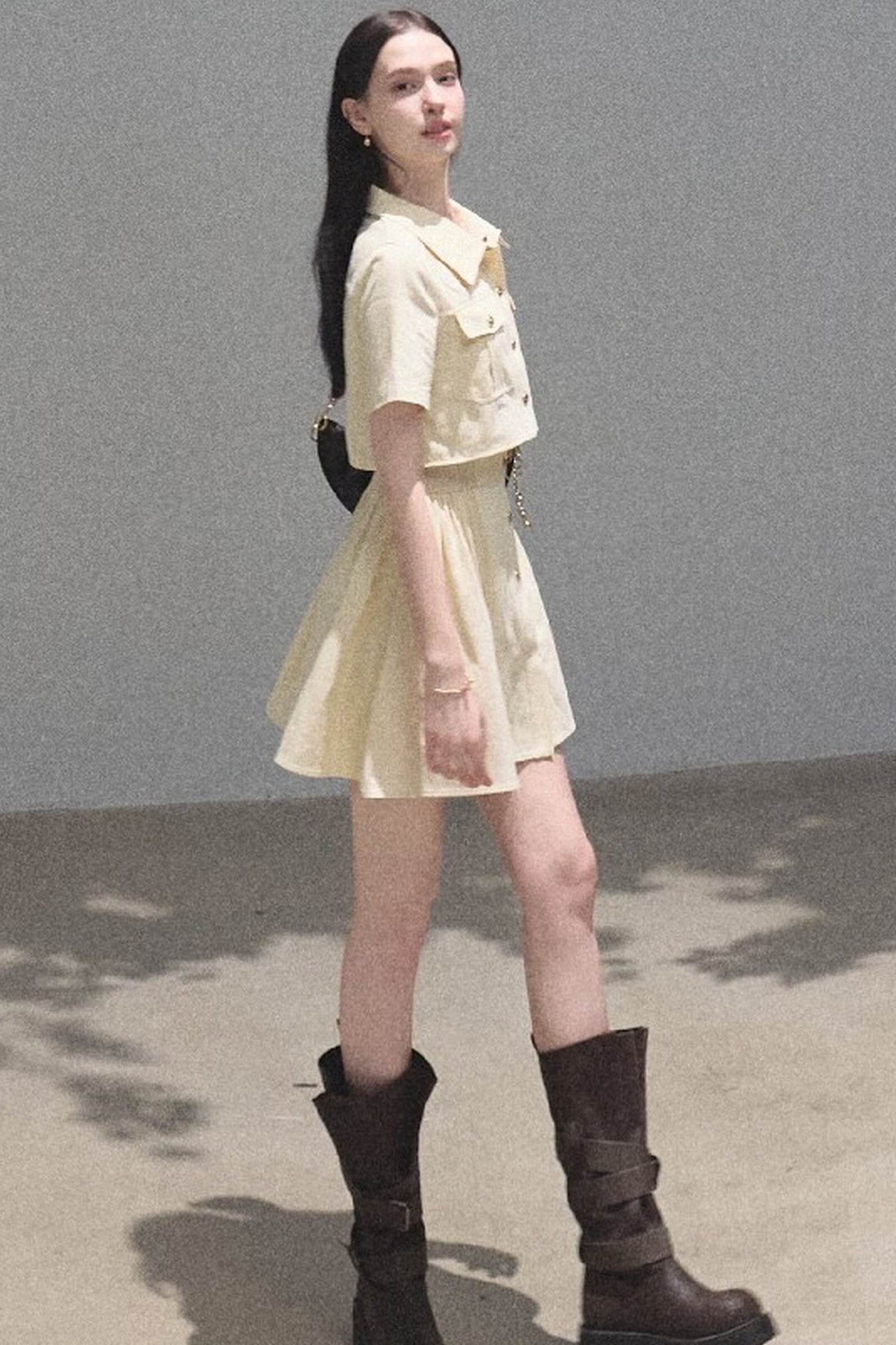 Pure Cotton Short-Sleeve Workwear Shirt Dress