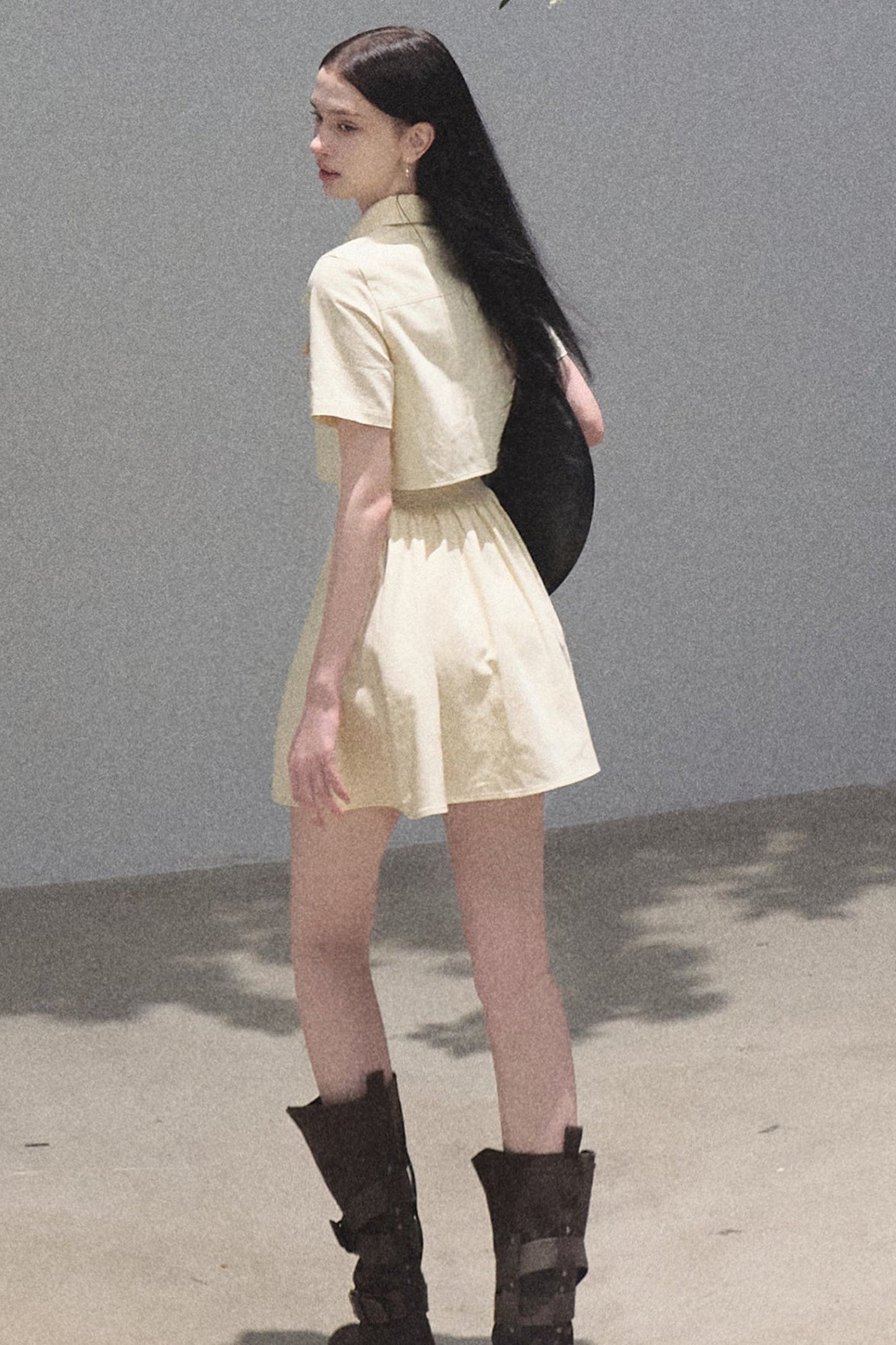Pure Cotton Short-Sleeve Workwear Shirt Dress