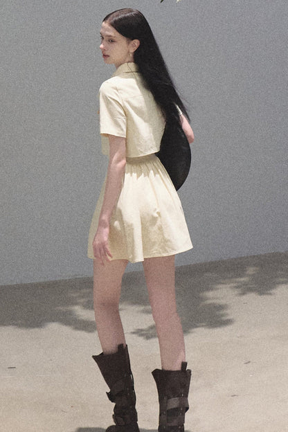 Pure Cotton Short-Sleeve Workwear Shirt Dress