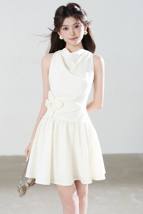 Sleeveless Cowl Neck A-Line Dress