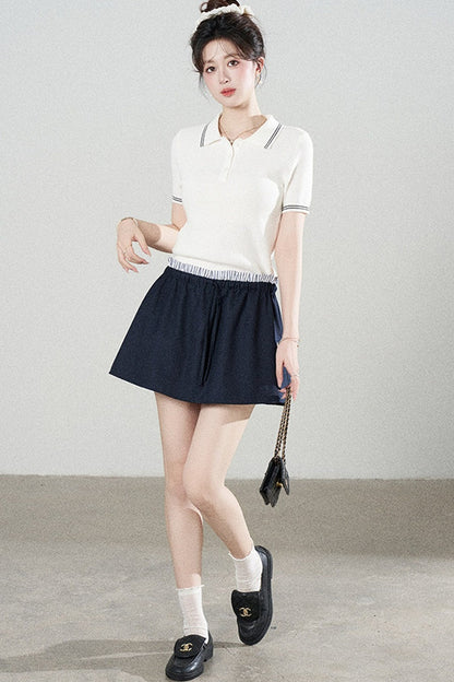 Preppy Style Top and Skirt Set-Up