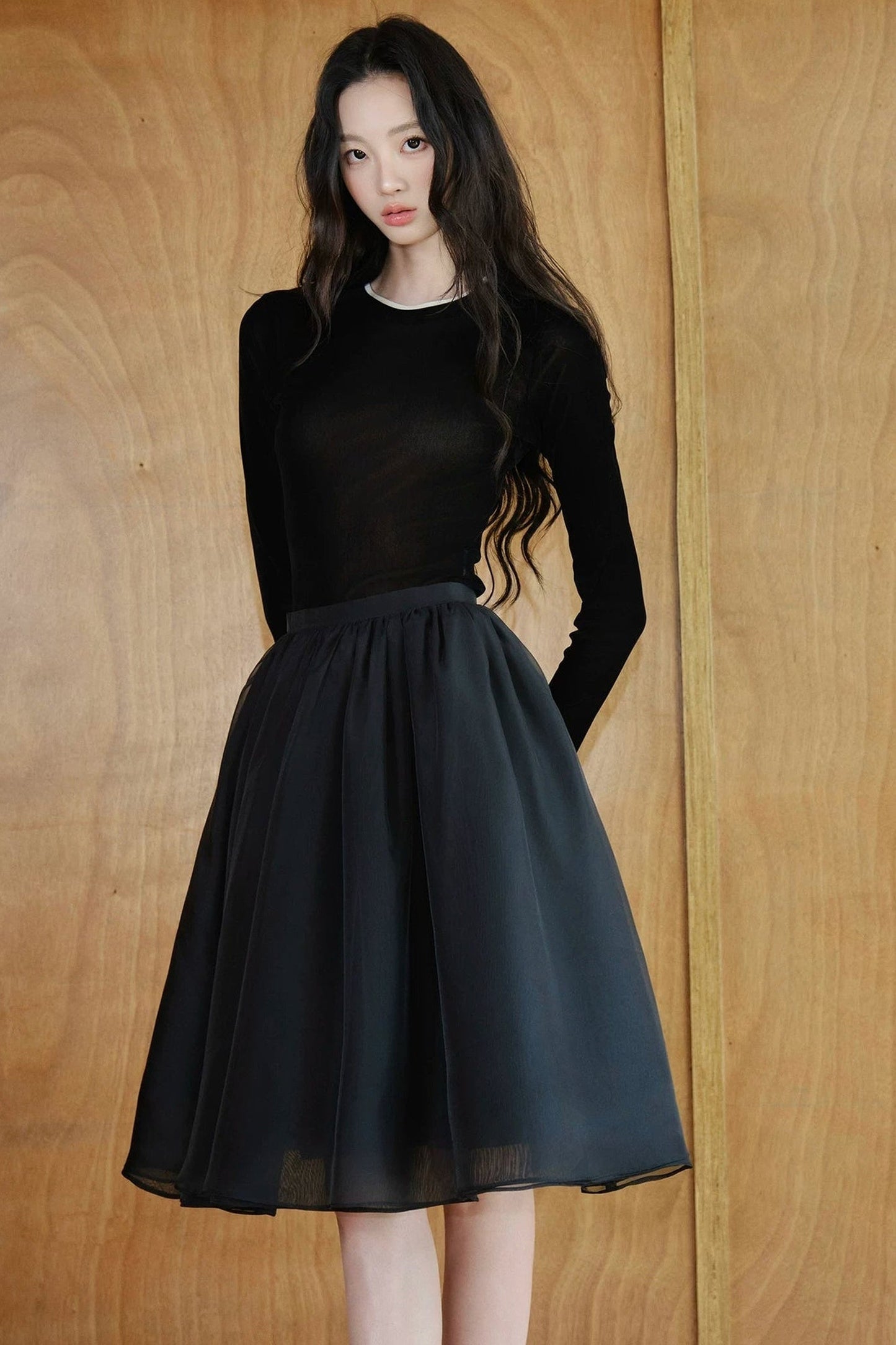 Pearlescent Mesh A-Line Skirt