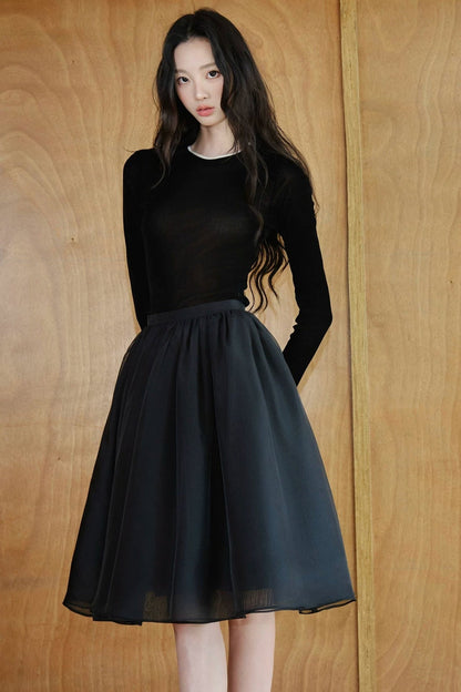 Pearlescent Mesh A-Line Skirt