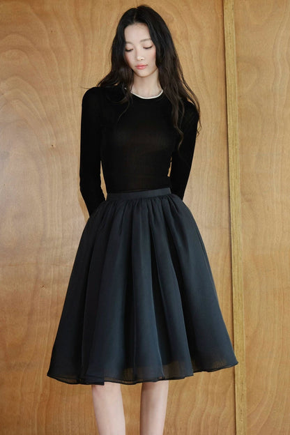 Pearlescent Mesh A-Line Skirt