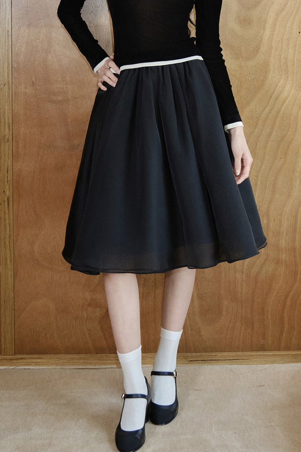 Pearlescent Mesh A-Line Skirt