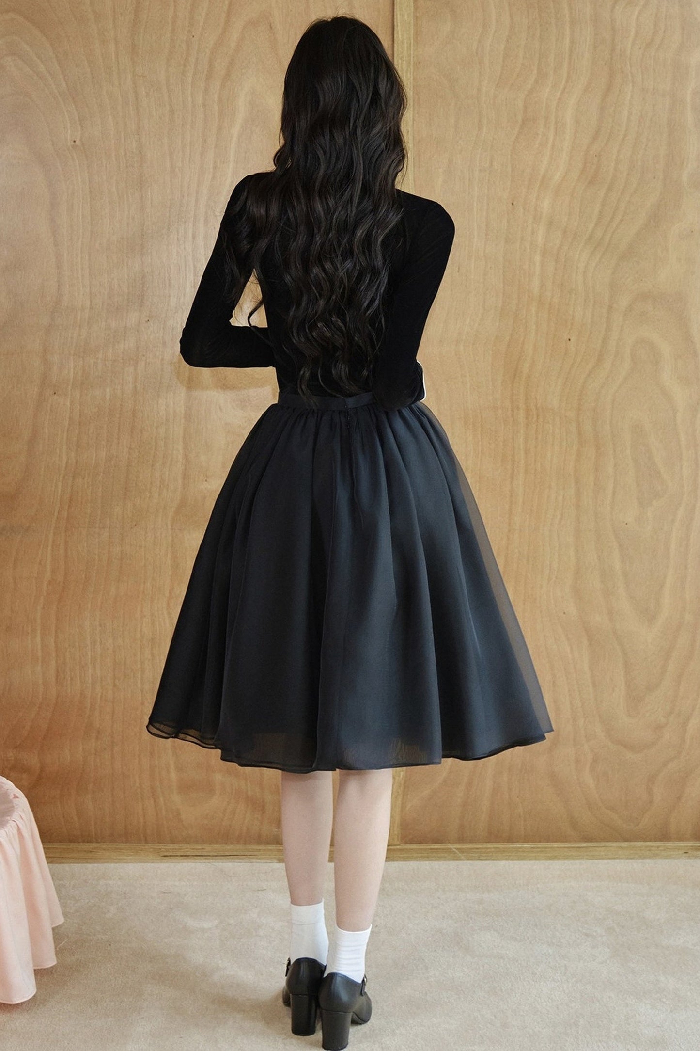 Pearlescent Mesh A-Line Skirt
