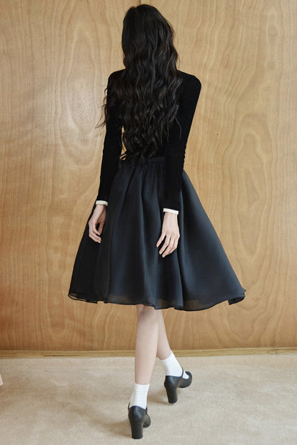 Pearlescent Mesh A-Line Skirt