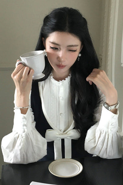 Contrast Bowknot Knitted Vest