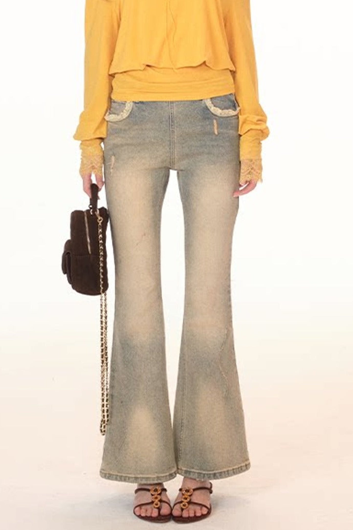 Vintage-Jeans in Blau mit hoher Taille