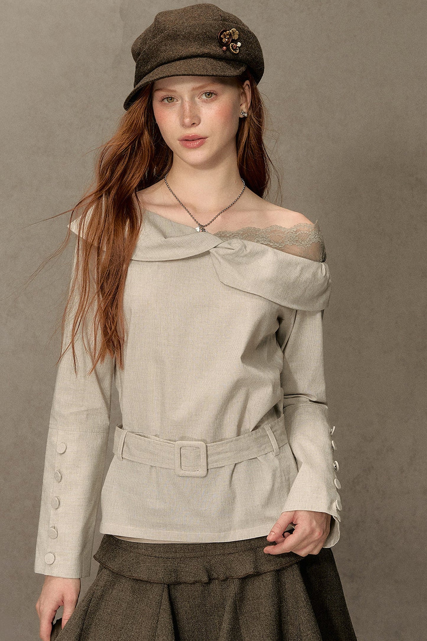 Long-Sleeve Off-Shoulder Shirt