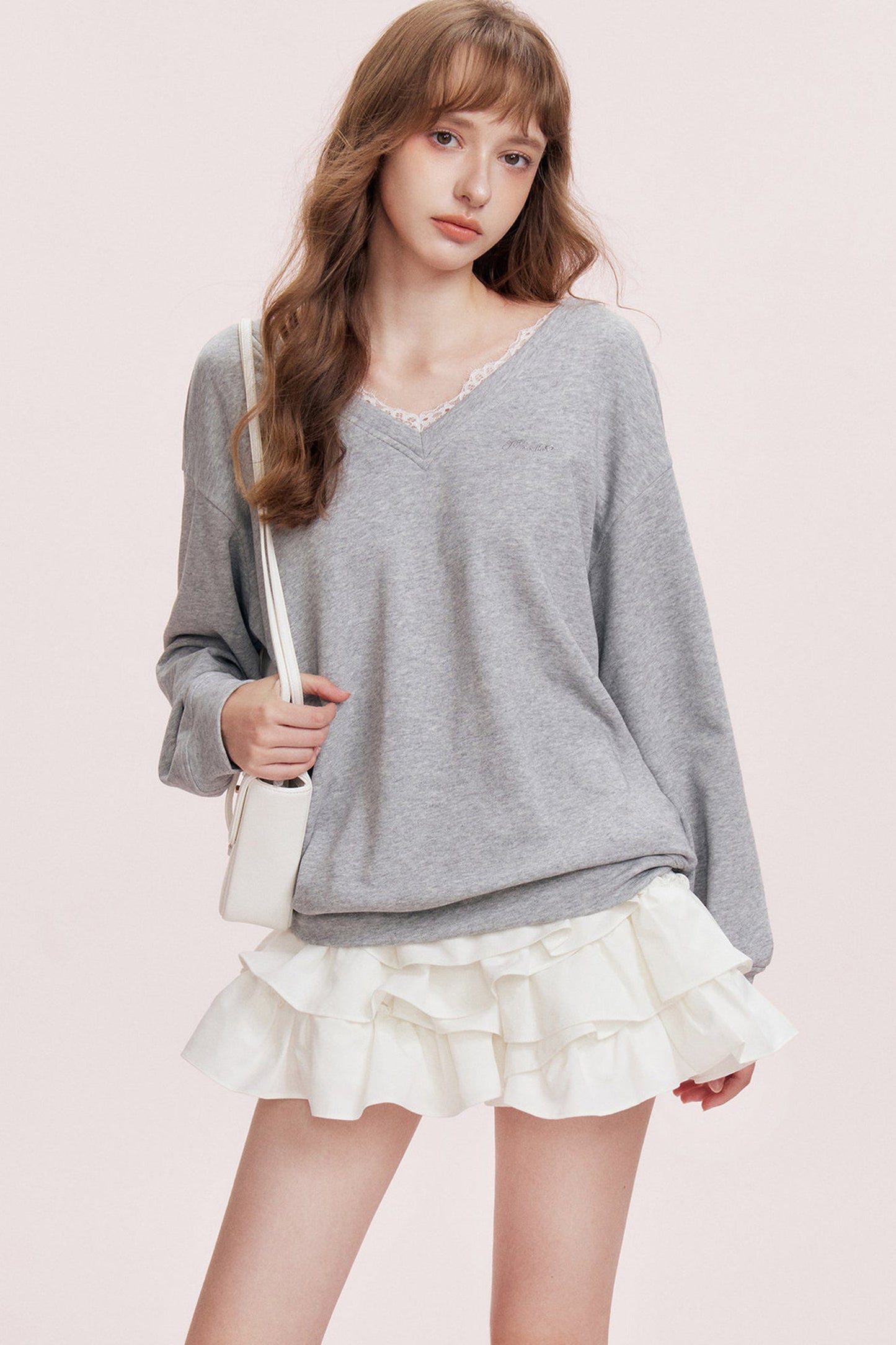 Romantic Lace Bow Sweatshirt
