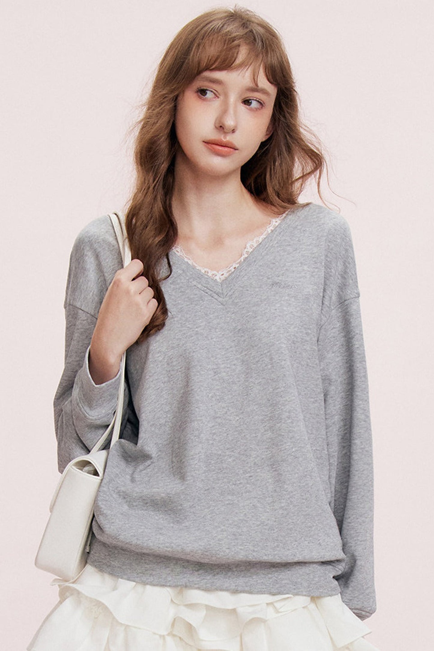 Romantic Lace Bow Sweatshirt