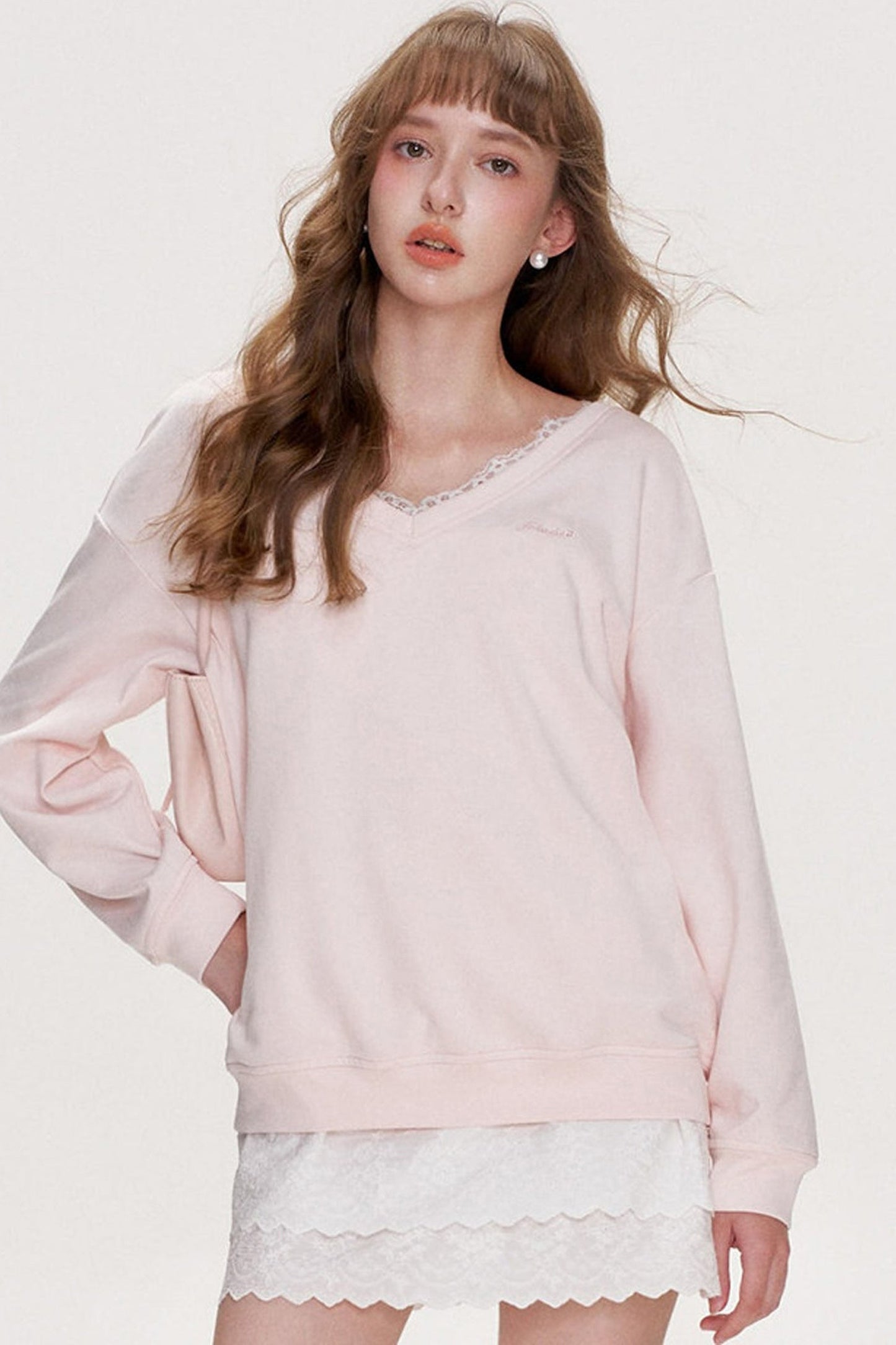 Romantic Lace Bow Sweatshirt