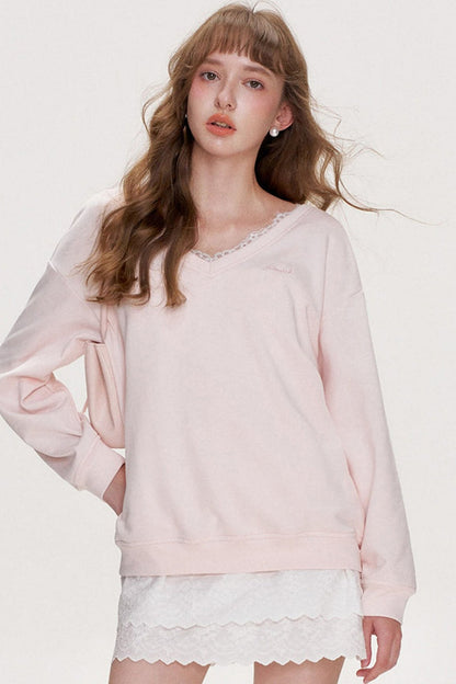 Romantic Lace Bow Sweatshirt
