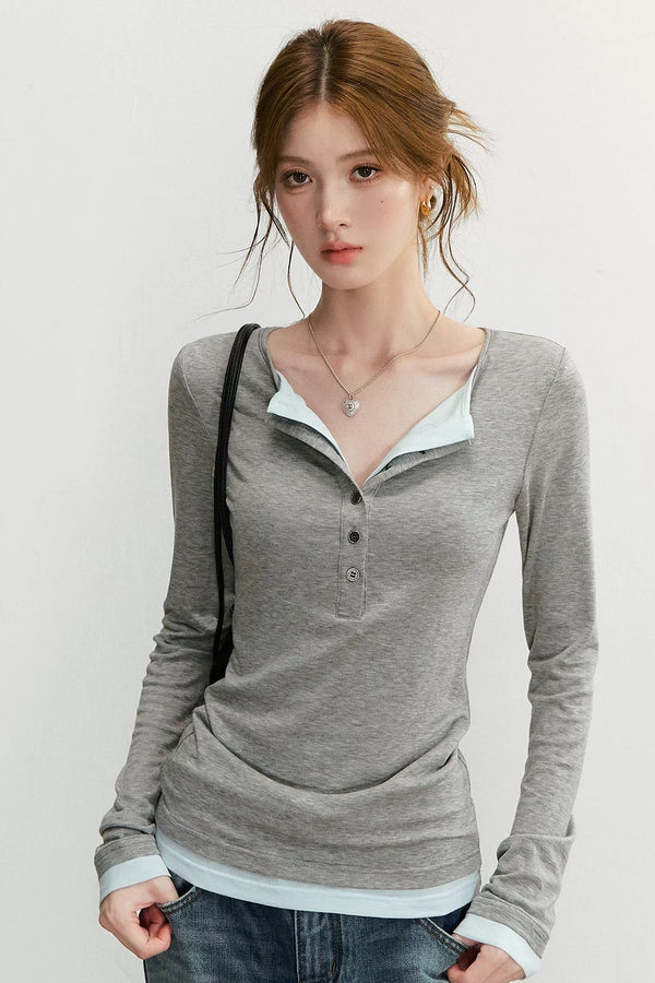Retro Knit Henry Collar Top