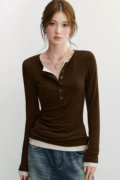 Retro Knit Henry Collar Top