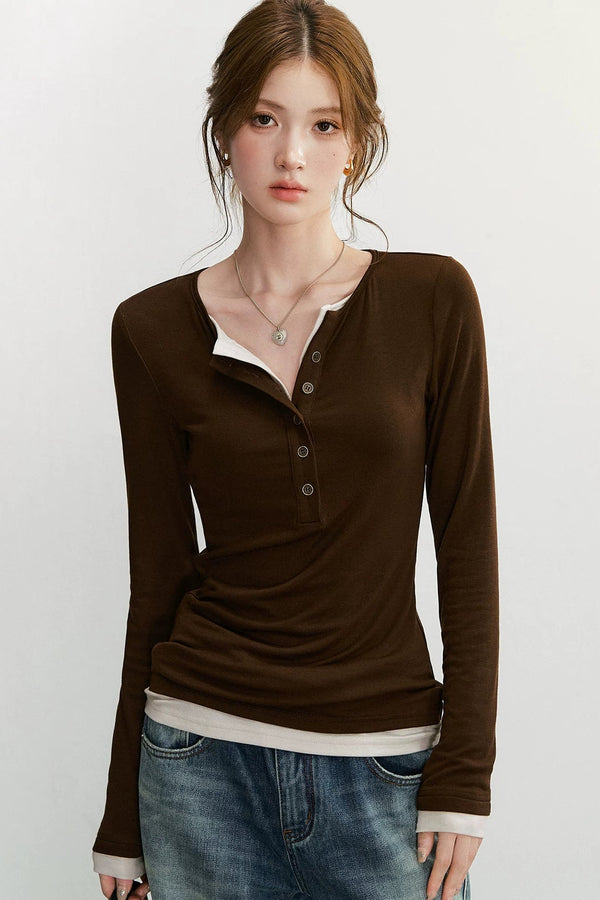 Retro Knit Henry Collar Top
