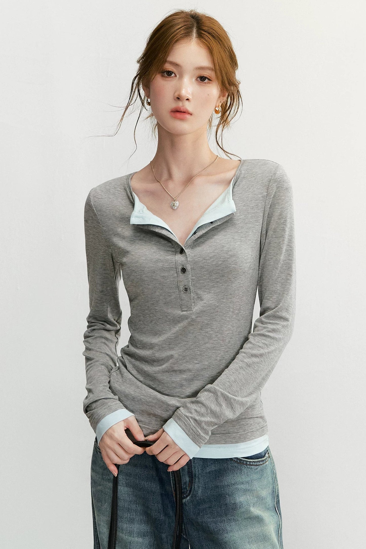 Retro Knit Henry Collar Top