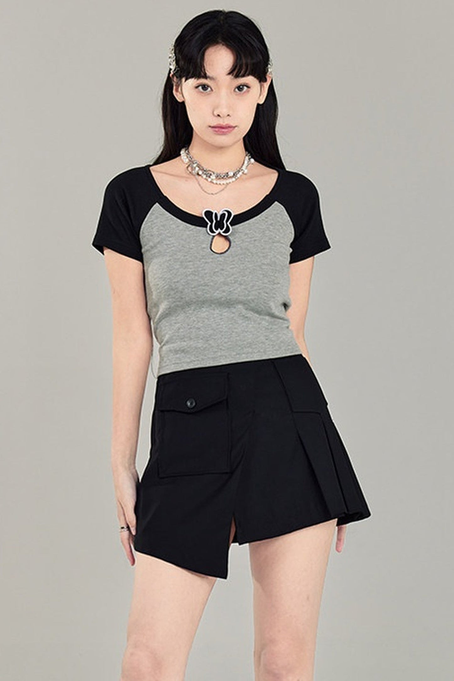 Butterfly Hollow-Out Color-Block Top